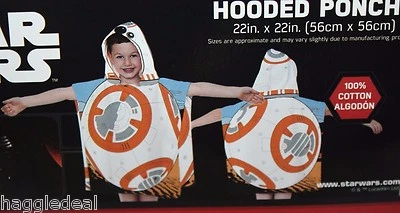 STAR WARS HOODED PONCHO 22 IN X 22 IN BB8 DESIGN - Image 1 of 3