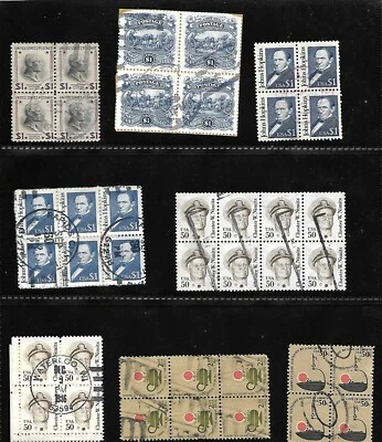 USA BLOCKS OF FACE VALUE OVER 50 CENTS COLLECTION OF 101 STAMPS IN 20 BLOCKS - Image 1 of 3