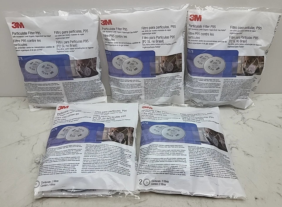 5-2 Pk 3M 2078 P95 Particulate Filter Nuisance Level Organic Vapor/Acid Gas READ - Image 1 of 4