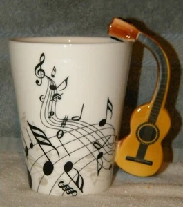 TAZA GUITARRA ACÚSTICA LANHONG TAZA MÚSICA MANGO GUITARRA PATRÓN NOTA MUSICAL - Imagen 1 de 4