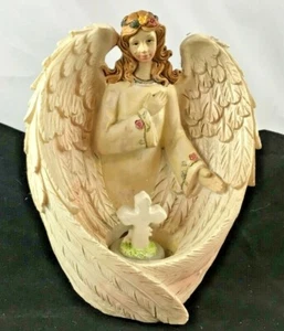 Cruz en miniatura protectora ángel con alas vintage nueva - Imagen 1 de 6
