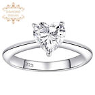 Romantic Heart Shape Solid 925 Sterling Silver Wedding Engagement Ring For Women