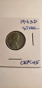 1943 D STEEL LINCOLN WHEAT PENNY CENT CHOICE EXTREMELY FINE CONDITION - Picture 1 of 2