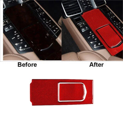 Cubierta de panel multimedia trasero de fibra de carbono rojo para Porsche Panamera 2010-16 Foto 1 de 4