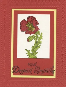 Poppy flower Sympathy Handmade Notecard (1 Card)  #363 - Picture 1 of 2
