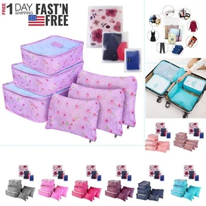 9Pcs Clothes Storage Bags Waterproof Travel Luggage Organizer Clothing Packing - Picture 1 of 54