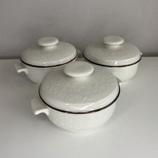 Royal Doulton Lambeth Stoneware 1974 Foral Design SET OF 3 Lidded Oven Dishes