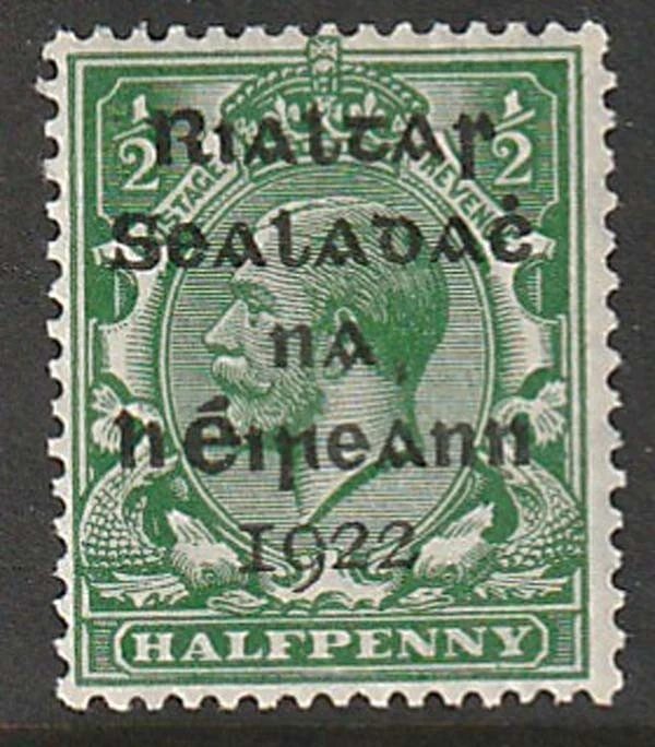 IRLANDA, Scott #1: 1/2d, MNH, 1922 dólar sobreimpresión en negro Foto 1 de 1
