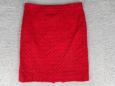 J Crew No. 2 faldas lápiz para mujer 4 ojales rojos con cordones florales superpuestos 100 % algodón Foto 1 de 4