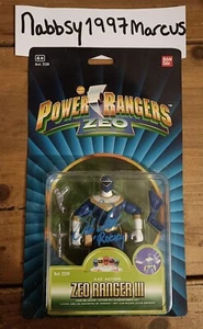 Power Rangers Zeo Axe Action Zeo Ranger III Blue Figure Boxed On Card & Signed - Picture 1 of 6