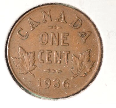 1936 - Canada Penny  - 1 cent  - Average Circulated   🇨🇦🇨🇦 - Image 1 of 2