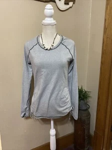 Lucy Womens Top Long Sleeve Ruched Side Tie Mesh Back Thumbholes Size Small? - Picture 1 of 10