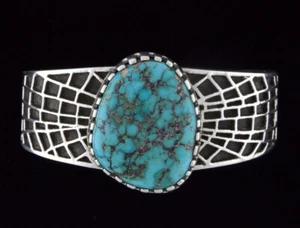 Natural Morenci Turquoise Bracelet By Navajo Artist Philander Begay - Bild 1 von 4