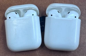 SET OF 2 x Apple AirPods A1602 In-Ear Wireless Headsets + Charging Cases *READ* - Picture 1 of 7