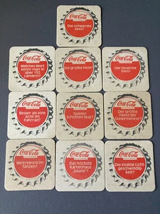 10er Set deutsche Coca Cola Pappuntersetzer 1970-80 unbenutzt - Bild 1 von 2