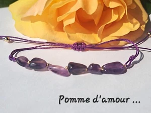 Amethyst Bracelet, Adjustable, Natural Stone New - Picture 1 of 6