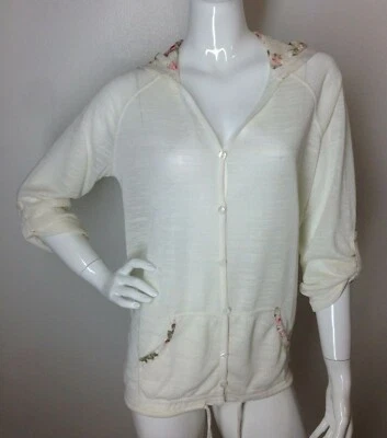 Suéter Pullover American Rag Cie para Mujer 0X Garceta Combo Botón Frontal Sudadera con Capucha Nuevo con Etiquetas Foto 1 de 4