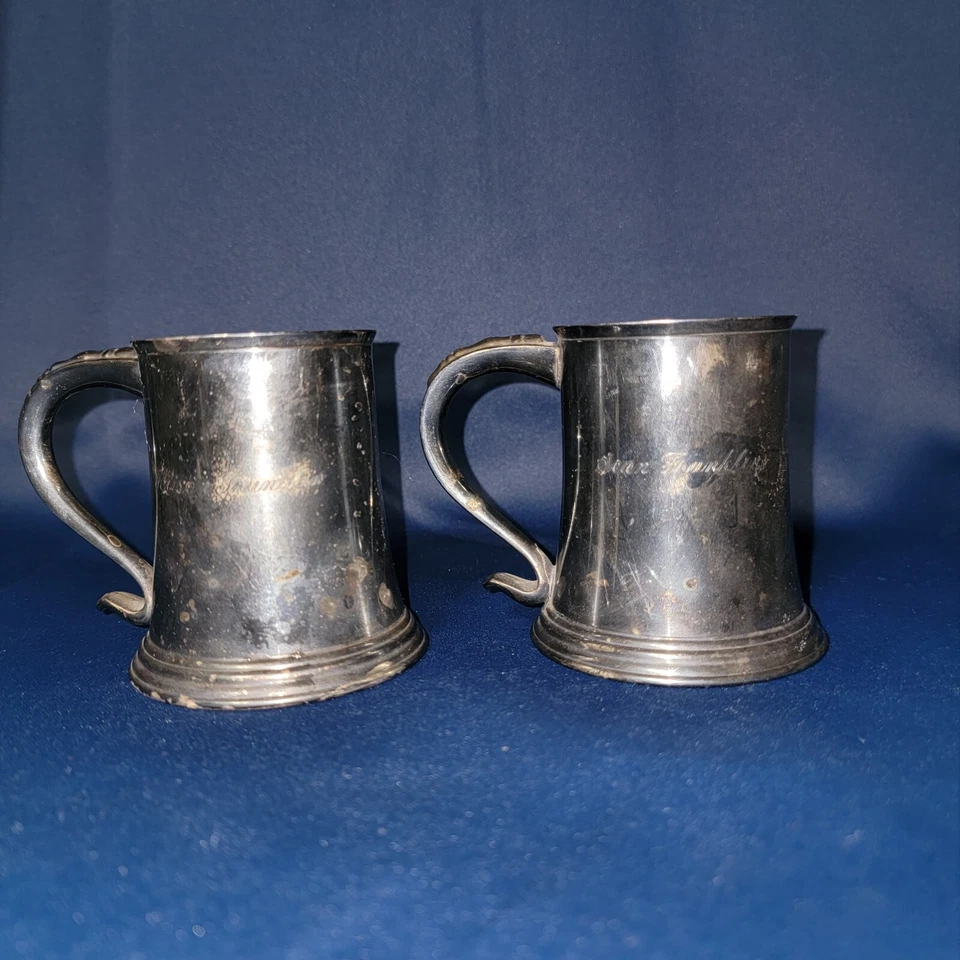 Juego de dos tazas vintage enchapadas en plata Lunt Foto 1 de 4