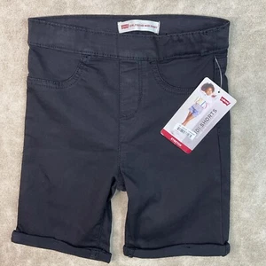 Levis Denim Shorts Girlfriend Midi Short Mid Rise Kids Girls Sz 6X Black NWT - Picture 1 of 5