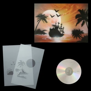 Schablonen Airbrush Step by Step Schablone Palmenstrand 0208 - Bild 1 von 4