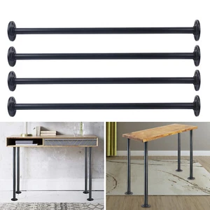 4pz Gambe Tavolo Tubo Industriale Resistente 30" 760mm Regolabile Nero Durevole US - Foto 1 di 13
