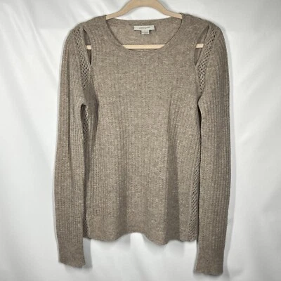Christopher Fischer Cashmere Sweater Jumper Womens M Beige Slit Shoulder Luxury - Image 1 of 4