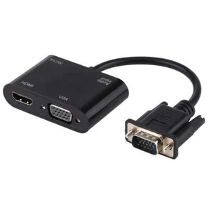 Convertidor adaptador HDTV 2 en 1 VGA a HDMI + VGA de 15 pines con audio - Imagen 1 de 11