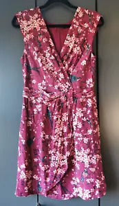 100% Silk Burgundy Floral Wrap Dress Oasis Size 12 - Picture 1 of 24