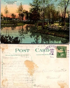 Vista desde Foot Bridge Stange Public Park Merrill Wisconsin WI Postal - Imagen 1 de 1