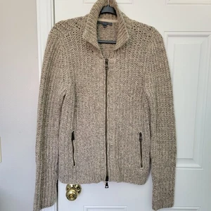 John Varvatos Herren meliert beige durchgehender Reißverschluss Strickjacke Wolle Kaschmir Taschen M - Bild 1 von 12