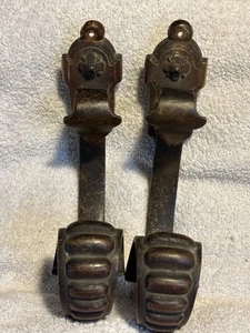 Antique 19th Century Pair of Bronze Coat / Hat Wall Hooks 8” Long - Picture 1 of 6