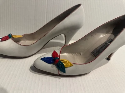 Evan Picone ~Vintage Blanco/Multicolor~ Bombas/Tacones Mujer~Talla 7.5 N Foto 1 de 4