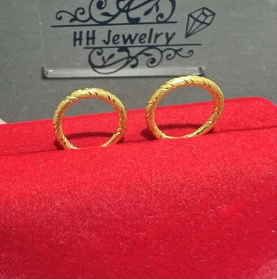 24K Yellow Gold Hoop Earrings - Image 1 of 4