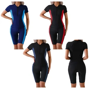 Completo donna set 2 pezzi protezione eruzioni cutanee costume da bagno immersioni adulti muta manica corta - Foto 1 di 32