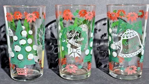 VTG Hazel Atlas Glasses Merry Christmas Happy New Year Tumblers Replacements - Picture 1 of 4