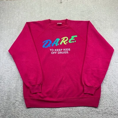 Vintage D.A.R.E. Sudadera Cuello Redondo XL Rosa Años 90 Hanes Pullover Manga Larga Foto 1 de 4