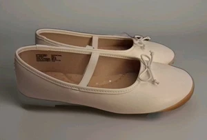 "Wonder Nation" Girls Shoes, Youth Size 3, Flats, White, Tan, Bows, Straps, Foam - Picture 1 of 7