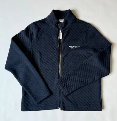 WESTMINSTER COLLEGE Mujer Acolchada Top Camisa Chaqueta MEDIANA Azul Marino Cremallera NUEVA Foto 1 de 4