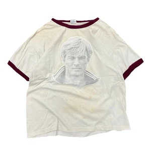 True Vintage 70s 80s White Robert Redford Actor Champion Ringer Tee T-Shirt M - Picture 1 of 6