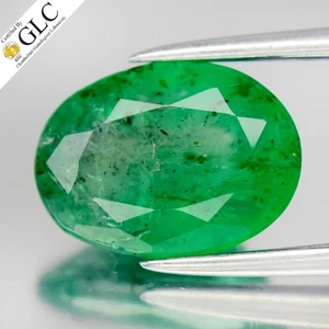 💎 GLC CERTIFIED 2.30ct Oval Natural Green Emerald - Zambia Gemstone - Picture 1 of 5