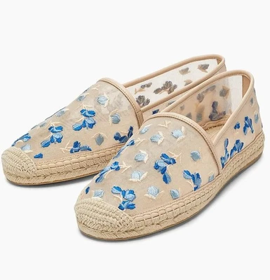Alpargatas Stuart Weitzman BareItAll malha bordada floral tamanho 7 novas na caixa - Imagem 1 de 4
