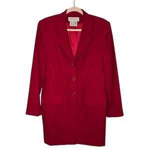 NORTON MCNAUGHTON Womens Sz 8 Red Vintage Button Blazer 100% Pure New Wool Lined - Picture 1 of 9