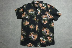 Volcom Shirt Mens XL Black Floral Hawaiian Button Up Short Sleeve Vacation Beach - Picture 1 of 9