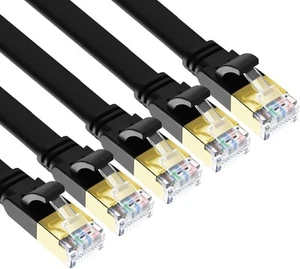 Yauhody CAT 8 Ethernet Cable 6ft 5 Pack, Flat CAT8 Patch 6FT, Black  - Picture 1 of 9