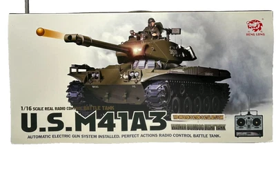 Heng Long US M41A3 Green Plastic 1/16 Scale Walker Bulldog Light Battle RC Tank - Image 1 of 4