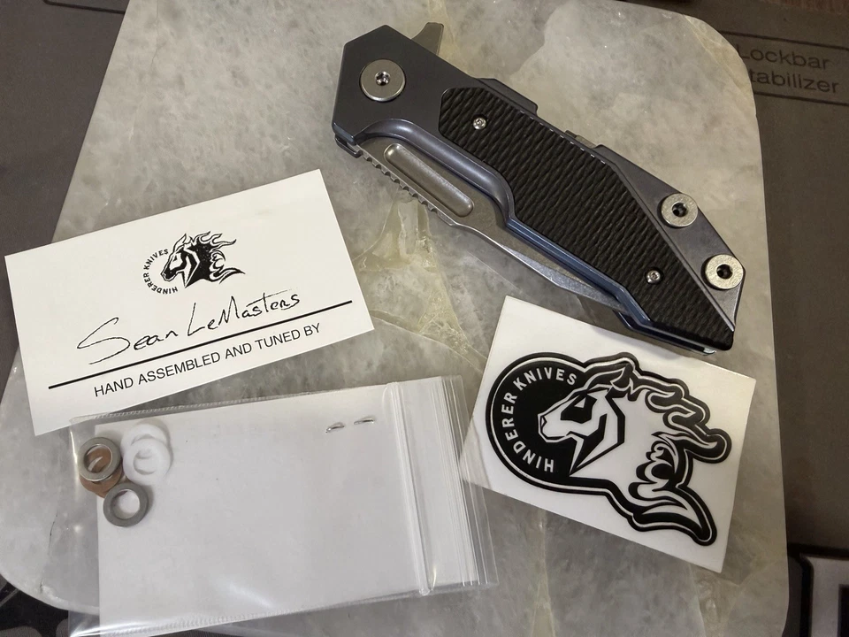 HINDERER FULL TRACK Stonewashed Ti Blue Black G-10 Spearpoint 20CV TRI-WAY - Image 1 of 4