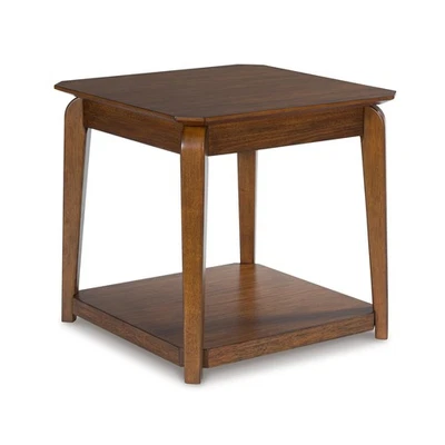 Mesa auxiliar moderna Trenmour Mid-Century con cama inferior abierta, marrón claro Foto 1 de 4