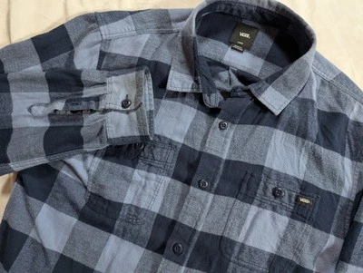 Camisa de franela VANS Off The Wall para hombre grande calce ajustado azul manga a cuadros abotonada Foto 1 de 4