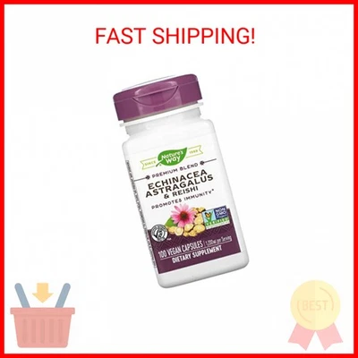 Nature's Way Equinácea Astragalus y Reishi, Apoyo Inmunológico*, 100 Cápsulas Foto 1 de 2