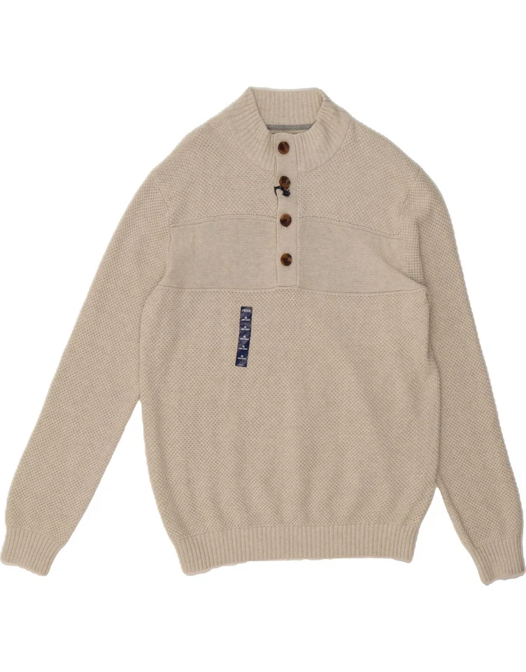 IZOD Mens Button Neck Jumper Sweater XL Beige Cotton DS19 - Image 1 of 3